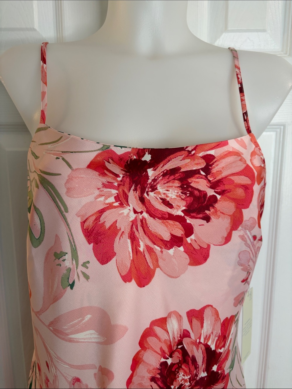Calypso St Barth Floral Pink Spaghetti-Strap Slip  Maxi Dress Feminine Glam M - Picture 5 of 15